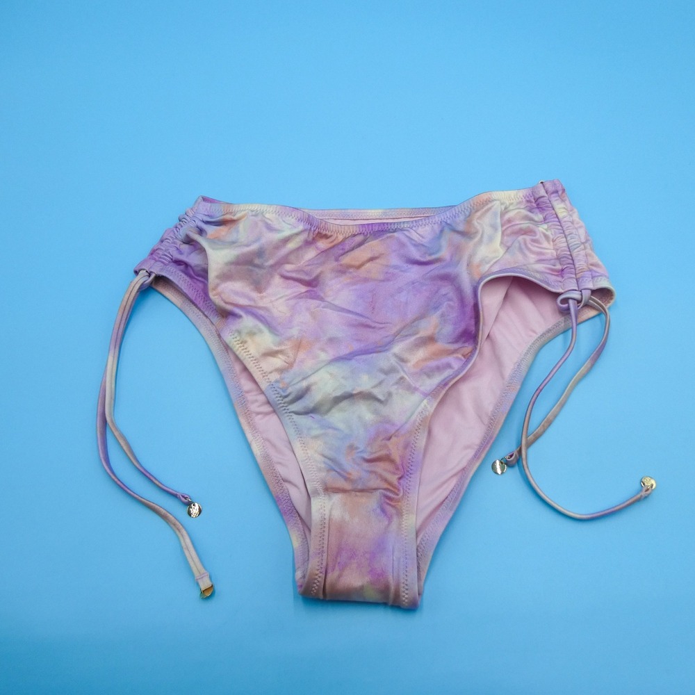 Victoria's Secret Bikini Bottom Womens‎ Large Tie Dye Purple Cinched Nylon Blend